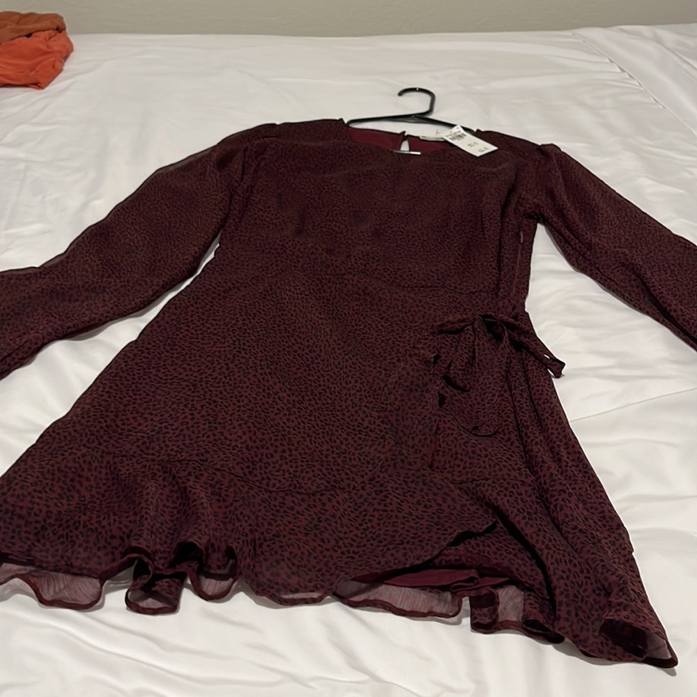 Abercrombie and Fitch cheetah print, maroon and black mini dress size medium NWT - Picture 2 of 3